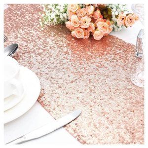 12" X 72" Rose Gold Sequin Table Runner Weddings Party Decor Decorations